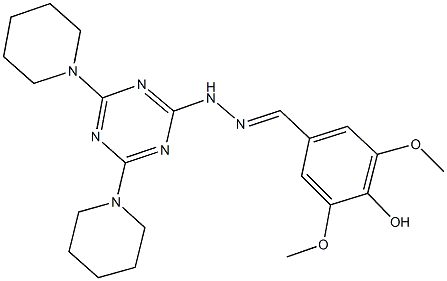 4-hydroxy-3,5-dimethoxybenzaldehyde [4,6-di(1-piperidinyl)-1,3,5-triazin-2-yl]hydrazone Struktur