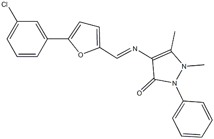 4-({[5-(3-chlorophenyl)-2-furyl]methylene}amino)-1,5-dimethyl-2-phenyl-1,2-dihydro-3H-pyrazol-3-one Struktur