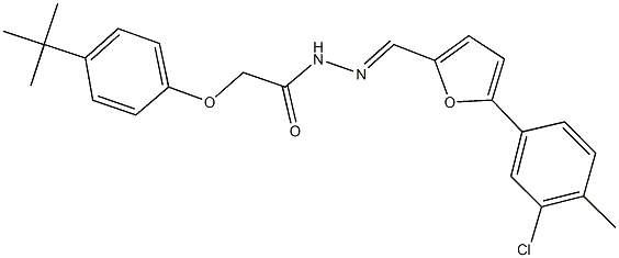 2-(4-tert-butylphenoxy)-N'-{[5-(3-chloro-4-methylphenyl)-2-furyl]methylene}acetohydrazide Struktur