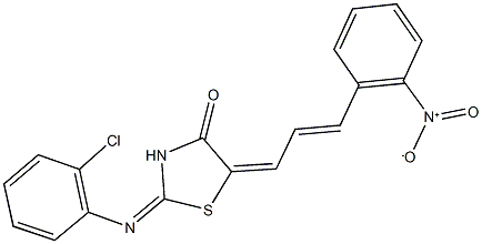 2-[(2-chlorophenyl)imino]-5-(3-{2-nitrophenyl}-2-propenylidene)-1,3-thiazolidin-4-one Struktur