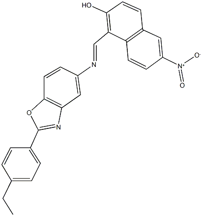 1-({[2-(4-ethylphenyl)-1,3-benzoxazol-5-yl]imino}methyl)-6-nitro-2-naphthol Struktur