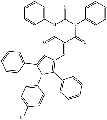 5-{[1-(4-chlorophenyl)-2,5-diphenyl-1H-pyrrol-3-yl]methylene}-1,3-diphenyl-2-thioxodihydro-4,6(1H,5H)-pyrimidinedione Struktur