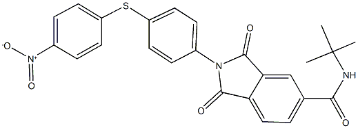 N-(tert-butyl)-2-[4-({4-nitrophenyl}sulfanyl)phenyl]-1,3-dioxo-5-isoindolinecarboxamide Struktur