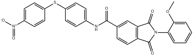 N-[4-({4-nitrophenyl}sulfanyl)phenyl]-2-(2-methoxyphenyl)-1,3-dioxo-5-isoindolinecarboxamide Struktur