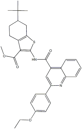 methyl 6-tert-butyl-2-({[2-(4-ethoxyphenyl)-4-quinolinyl]carbonyl}amino)-4,5,6,7-tetrahydro-1-benzothiophene-3-carboxylate Struktur