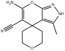 6-amino-3-methyl-2,3',4,4',5',6'-hexahydrospiro(pyrano[2,3-c]pyrazole-4,4'-(2'H)-pyran)-5-carbonitrile Struktur