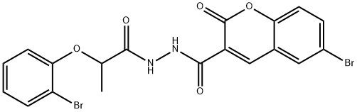 6-bromo-N'-[2-(2-bromophenoxy)propanoyl]-2-oxo-2H-chromene-3-carbohydrazide Struktur