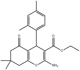 ethyl 2-amino-4-(2,4-dimethylphenyl)-7,7-dimethyl-5-oxo-5,6,7,8-tetrahydro-4H-chromene-3-carboxylate Struktur