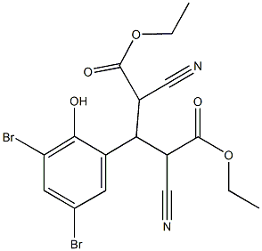 diethyl 2,4-dicyano-3-(3,5-dibromo-2-hydroxyphenyl)pentanedioate Struktur