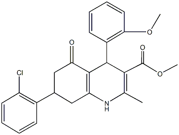 methyl 7-(2-chlorophenyl)-4-(2-methoxyphenyl)-2-methyl-5-oxo-1,4,5,6,7,8-hexahydro-3-quinolinecarboxylate Struktur