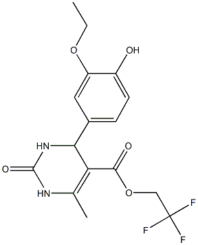 2,2,2-trifluoroethyl 4-(3-ethoxy-4-hydroxyphenyl)-6-methyl-2-oxo-1,2,3,4-tetrahydro-5-pyrimidinecarboxylate Struktur