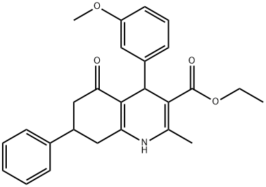 ethyl 4-(3-methoxyphenyl)-2-methyl-5-oxo-7-phenyl-1,4,5,6,7,8-hexahydro-3-quinolinecarboxylate Struktur