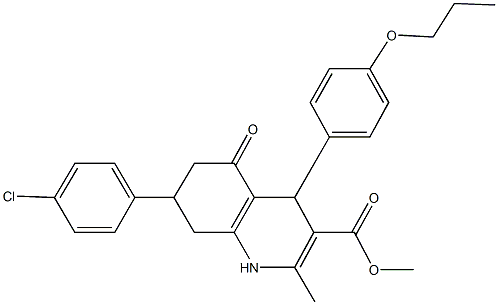 methyl 7-(4-chlorophenyl)-2-methyl-5-oxo-4-(4-propoxyphenyl)-1,4,5,6,7,8-hexahydro-3-quinolinecarboxylate Struktur