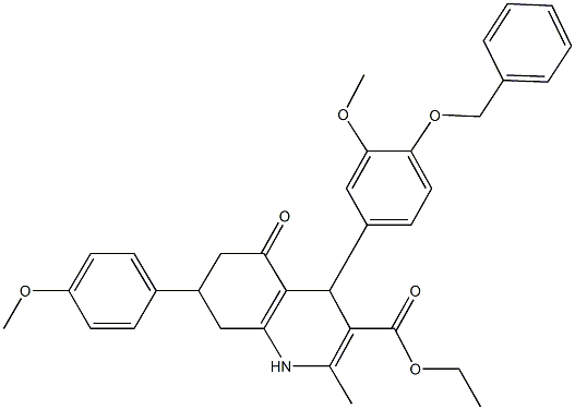 ethyl 4-[4-(benzyloxy)-3-methoxyphenyl]-7-(4-methoxyphenyl)-2-methyl-5-oxo-1,4,5,6,7,8-hexahydro-3-quinolinecarboxylate Struktur