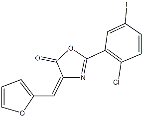 2-(2-chloro-5-iodophenyl)-4-(2-furylmethylene)-1,3-oxazol-5(4H)-one Struktur