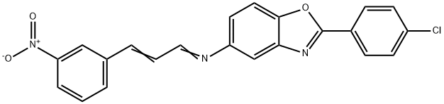 2-(4-chlorophenyl)-5-[(3-{3-nitrophenyl}-2-propenylidene)amino]-1,3-benzoxazole Struktur