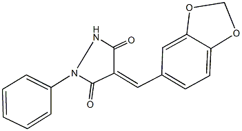 4-(1,3-benzodioxol-5-ylmethylene)-1-phenyl-3,5-pyrazolidinedione Struktur