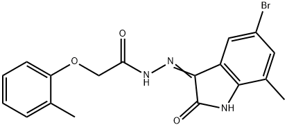 N'-(5-bromo-7-methyl-2-oxo-1,2-dihydro-3H-indol-3-ylidene)-2-(2-methylphenoxy)acetohydrazide Struktur