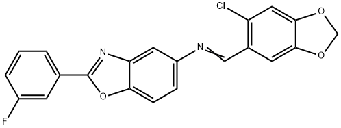 N-[(6-chloro-1,3-benzodioxol-5-yl)methylene]-N-[2-(3-fluorophenyl)-1,3-benzoxazol-5-yl]amine Struktur