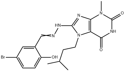 5-bromo-2-hydroxybenzaldehyde [3-methyl-7-(3-methylbutyl)-2,6-dioxo-2,3,6,7-tetrahydro-1H-purin-8-yl]hydrazone Struktur