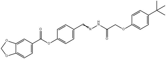 4-{2-[(4-tert-butylphenoxy)acetyl]carbohydrazonoyl}phenyl 1,3-benzodioxole-5-carboxylate Struktur