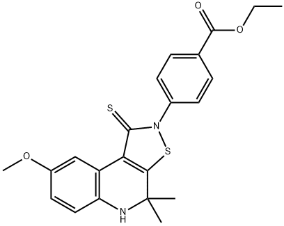 ethyl 4-(8-methoxy-4,4-dimethyl-1-thioxo-4,5-dihydroisothiazolo[5,4-c]quinolin-2(1H)-yl)benzoate Struktur