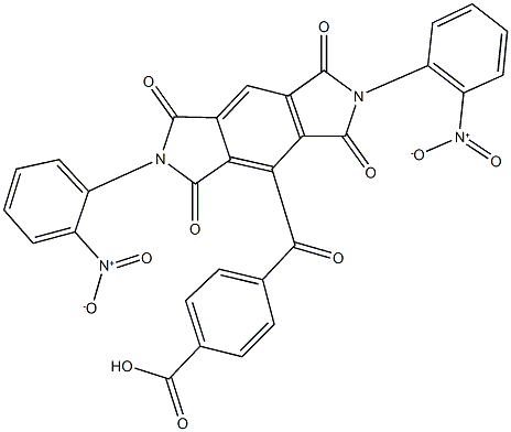 4-[(2,6-bis{2-nitrophenyl}-1,3,5,7-tetraoxo-1,2,3,5,6,7-hexahydropyrrolo[3,4-f]isoindol-4-yl)carbonyl]benzoic acid Struktur