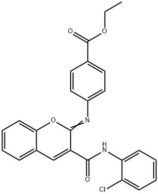 ethyl 4-({3-[(2-chloroanilino)carbonyl]-2H-chromen-2-ylidene}amino)benzoate Struktur