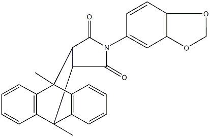 17-(1,3-benzodioxol-5-yl)-1,8-dimethyl-17-azapentacyclo[6.6.5.0~2,7~.0~9,14~.0~15,19~]nonadeca-2,4,6,9,11,13-hexaene-16,18-dione Struktur