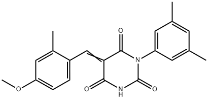 1-(3,5-dimethylphenyl)-5-(4-methoxy-2-methylbenzylidene)-2,4,6(1H,3H,5H)-pyrimidinetrione Struktur