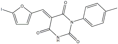 5-[(5-iodo-2-furyl)methylene]-1-(4-methylphenyl)-2,4,6(1H,3H,5H)-pyrimidinetrione Struktur