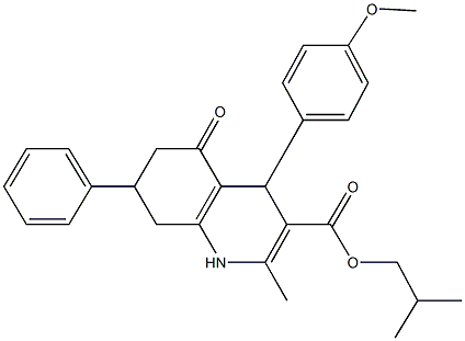 isobutyl 4-(4-methoxyphenyl)-2-methyl-5-oxo-7-phenyl-1,4,5,6,7,8-hexahydro-3-quinolinecarboxylate Struktur