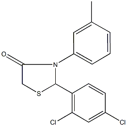 2-(2,4-dichlorophenyl)-3-(3-methylphenyl)-1,3-thiazolidin-4-one Struktur