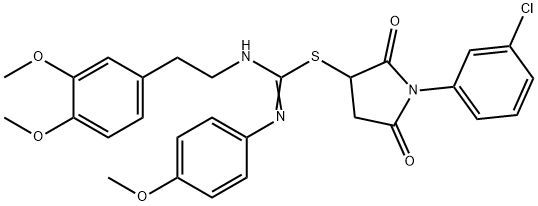 1-(3-chlorophenyl)-2,5-dioxo-3-pyrrolidinyl N-[2-(3,4-dimethoxyphenyl)ethyl]-N'-(4-methoxyphenyl)imidothiocarbamate Struktur