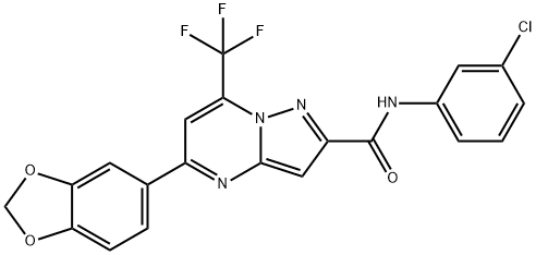 5-(1,3-benzodioxol-5-yl)-N-(3-chlorophenyl)-7-(trifluoromethyl)pyrazolo[1,5-a]pyrimidine-2-carboxamide Struktur