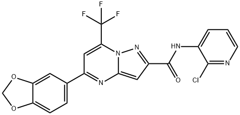 5-(1,3-benzodioxol-5-yl)-N-(2-chloro-3-pyridinyl)-7-(trifluoromethyl)pyrazolo[1,5-a]pyrimidine-2-carboxamide Struktur