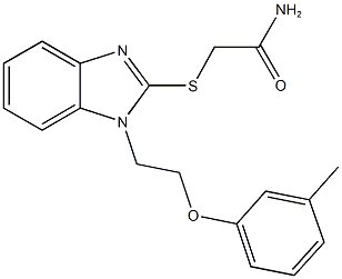 2-({1-[2-(3-methylphenoxy)ethyl]-1H-benzimidazol-2-yl}sulfanyl)acetamide Struktur