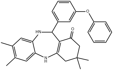 3,3,7,8-tetramethyl-11-[3-(phenyloxy)phenyl]-2,3,4,5,10,11-hexahydro-1H-dibenzo[b,e][1,4]diazepin-1-one Struktur