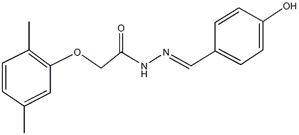 2-(2,5-dimethylphenoxy)-N'-(4-hydroxybenzylidene)acetohydrazide Struktur