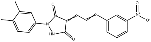 1-(3,4-dimethylphenyl)-4-(3-{3-nitrophenyl}-2-propenylidene)-3,5-pyrazolidinedione Struktur