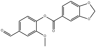 4-formyl-2-(methyloxy)phenyl 1,3-benzodioxole-5-carboxylate Struktur