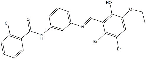 2-chloro-N-{3-[(2,3-dibromo-5-ethoxy-6-hydroxybenzylidene)amino]phenyl}benzamide Struktur