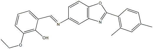 2-({[2-(2,4-dimethylphenyl)-1,3-benzoxazol-5-yl]imino}methyl)-6-ethoxyphenol Struktur