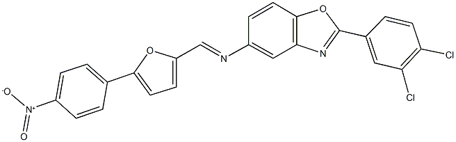 2-(3,4-dichlorophenyl)-5-{[(5-{4-nitrophenyl}-2-furyl)methylene]amino}-1,3-benzoxazole Struktur