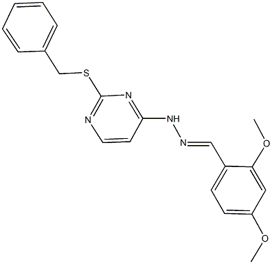 2,4-dimethoxybenzaldehyde [2-(benzylsulfanyl)-4-pyrimidinyl]hydrazone Struktur