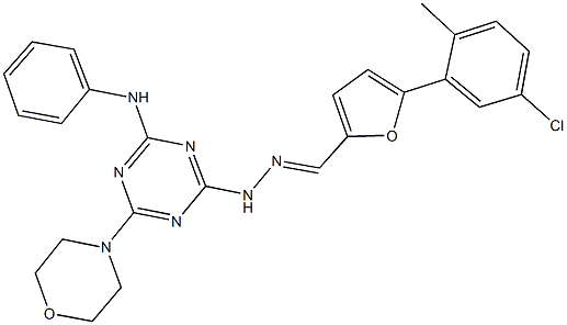 5-(5-chloro-2-methylphenyl)-2-furaldehyde [4-anilino-6-(4-morpholinyl)-1,3,5-triazin-2-yl]hydrazone Struktur