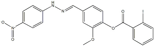 4-(2-{4-nitrophenyl}carbohydrazonoyl)-2-methoxyphenyl 2-iodobenzoate Struktur