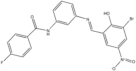 N-[3-({3-bromo-2-hydroxy-5-nitrobenzylidene}amino)phenyl]-4-fluorobenzamide Struktur