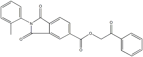 2-oxo-2-phenylethyl 2-(2-methylphenyl)-1,3-dioxoisoindoline-5-carboxylate Struktur