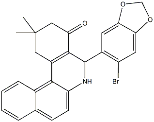 5-(6-bromo-1,3-benzodioxol-5-yl)-2,2-dimethyl-2,3,5,6-tetrahydrobenzo[a]phenanthridin-4(1H)-one Struktur